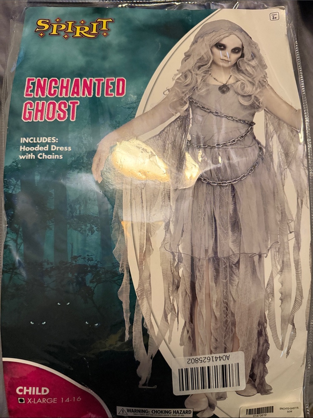 Spirit Enchanted Ghost Costume in Gray - Hooded Dress with Chains